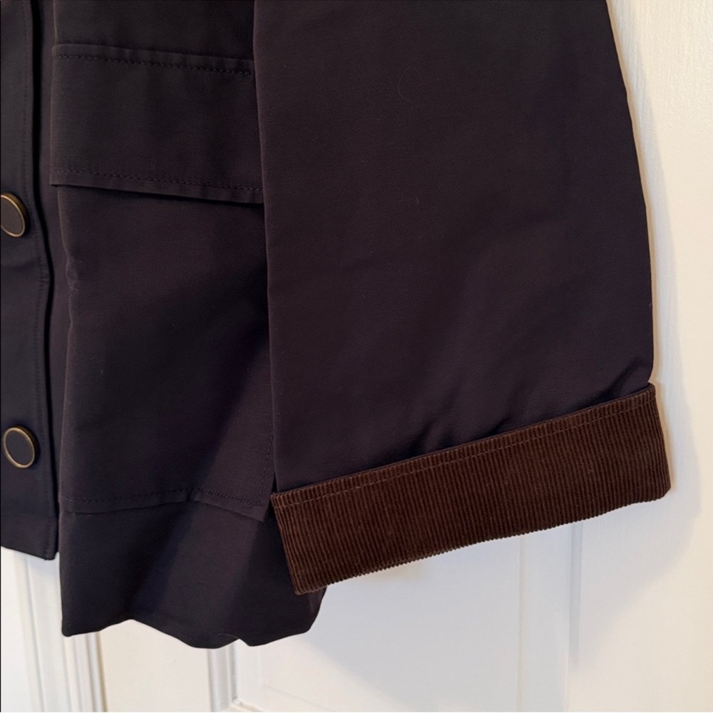 NWT Veronica Beard Arlen Corduroy Trim Barn Coat Navy Brown - Picture 10 of 12